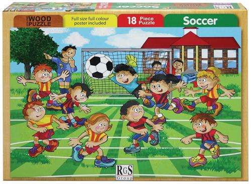RGS 18 Piece A4 Wooden Puzzle Soccer - Interlocking Pieces 210 x 297mm Each Puzzle Contains A Ful...