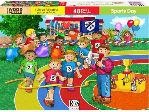 RGS 48 Piece A4 Wooden Puzzle Sports Day-Interlocking Pieces 210 x 297mm Each Puzzle Contains A F...