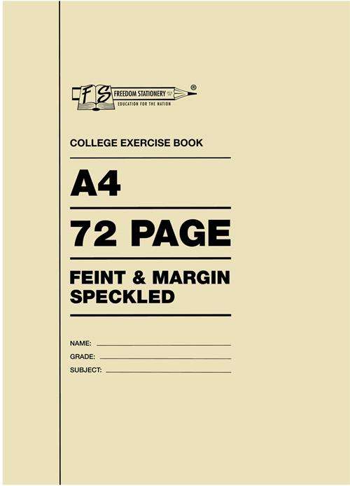 Freedom A4 72 Pages College Exercise Book Feint And Margin Single- Soft Durable Cover Ideal For W...