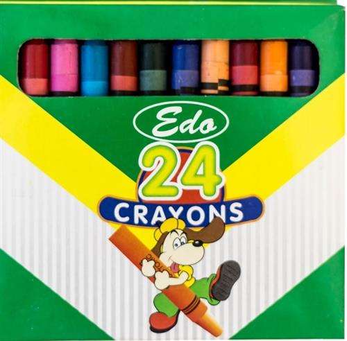 Edo Wax Crayons 8mm Pack Of 24- Easy Grip Design Impressively Bright Colours Great Creative Fun F...