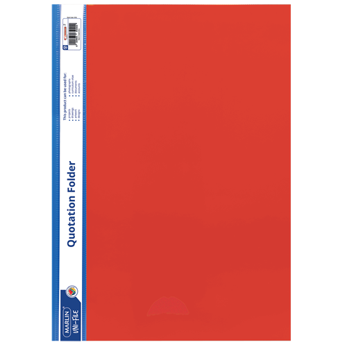 Marlin A4 Red Quotation and Presentation Folder- Clear View Front 170 Micron Heavy Duty PVC Mater...