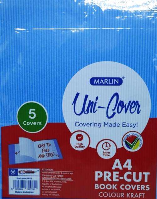 Marlin Kids A4 Precut Book Cover Blue 5 Pack- High Quality Craft Paper Protects Books Old School ...
