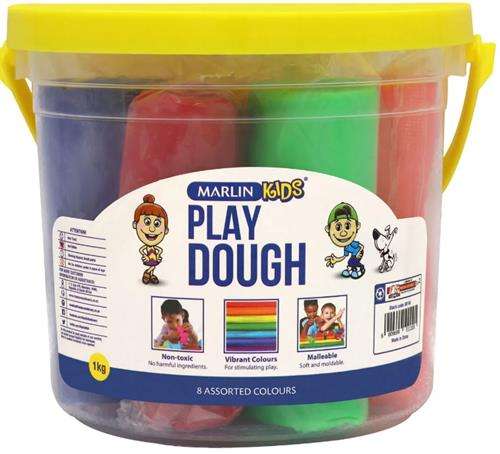 Marlin Kids Play Dough 1kg Bucket- Pack of 8 Assorted Bright Colours Non-Toxic Each Colour Is Ind...