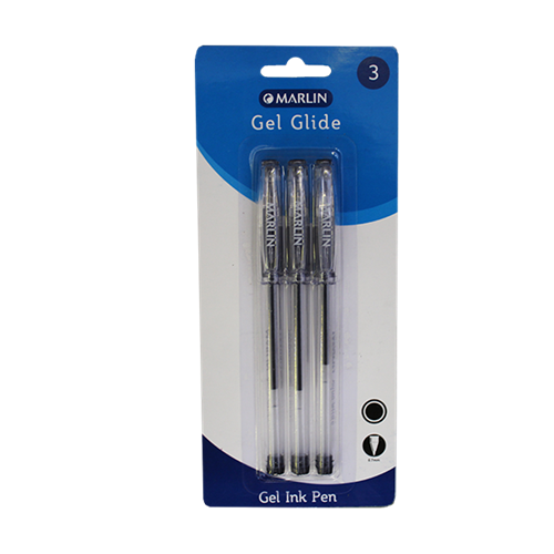 Marlin Gel Glide Gel Ink Pens Colour: Black ( Pack of 3 )