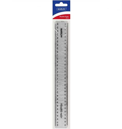 Marlin Flexible 30cm Ruler Clear- Made From Durable Elastic And Plastic Perfect To Store Inside A...