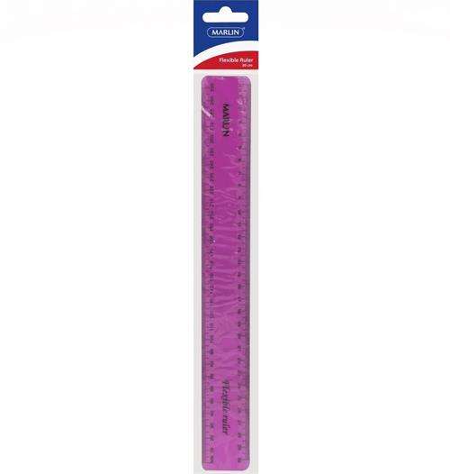 Marlin Flexible 30cm Ruler Pink- Made From Durable Elastic And Plastic Perfect To Store Inside A ...