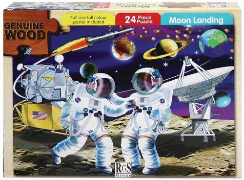RGS 24 Piece A4 Wooden Puzzle Moon Landing - Interlocking Pieces 210 x 297mm Each Puzzle Contains...