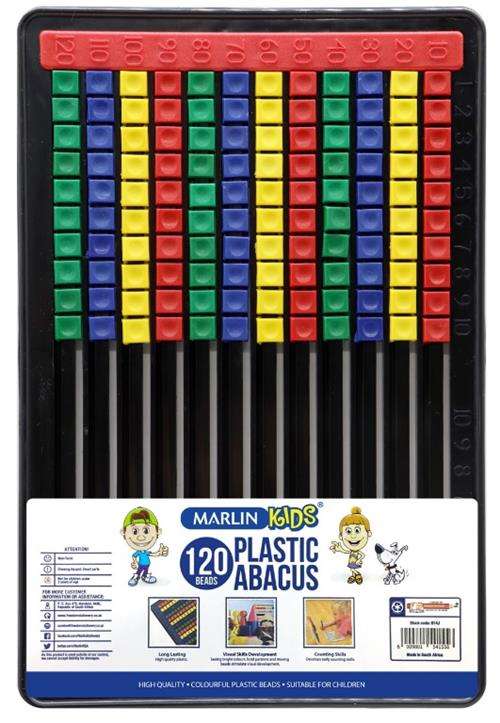 Marlin Kids Plastic Flat Board Abacus 120 Beads- Ideal For School Learners Helps Develop Mathemat...