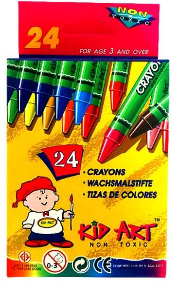 Kid Art Wax Crayons 24 Pack- Non-Toxic Bright Colours Ideal Learning Tool For Ages 3 And Up