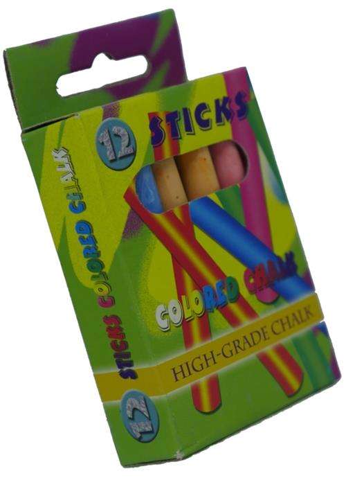 Brainware Kids Coloured Chalk Pack of 12-Non-Toxic Non edible Allows For Smooth Drawing And Writi...
