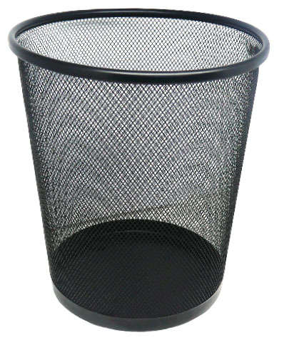 Brainware Round Steel Mesh Trash Can Black- Sleek Versatile Look Mesh Breathable Design Reinforce...