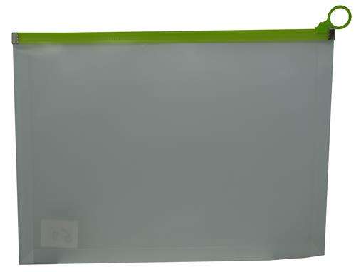 Brainware A4 Clear Carry Folder With Green Easy Slide Zip Closure -Easily Stores A4 Documents PVC...