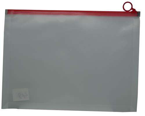 Brainware A4 Clear Carry Folder With Red Easy Slide Zip Closure -Easily Stores A4 Documents PVC M...