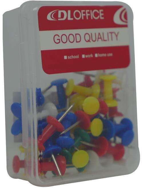 DLOffice Multicolour 24mm Pushpins Thumb Tacks Plastic Tub of 40 Pieces- For Attaching Notes Art ...