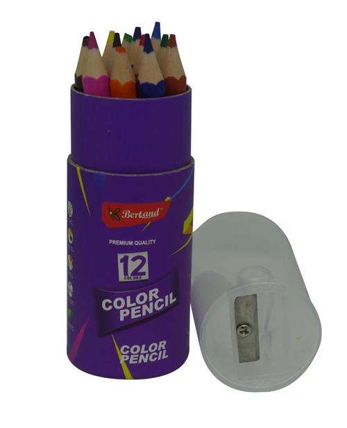 Brainware Bertand 12 Short Colour Pencils With Sharpener- High Quality Wooden Shafts And Strong M...