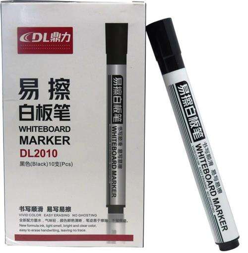 DLOffice Whiteboard Marker Black 10 pack - Non-Toxic Long Lasting Fade-Resistant Ink Bullet Tip C...