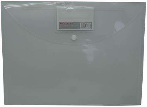 DLOffice A4 Carry Folder with Press Stud on Flap Clear Single - Easily Stores A4 Documents PVC Ma...