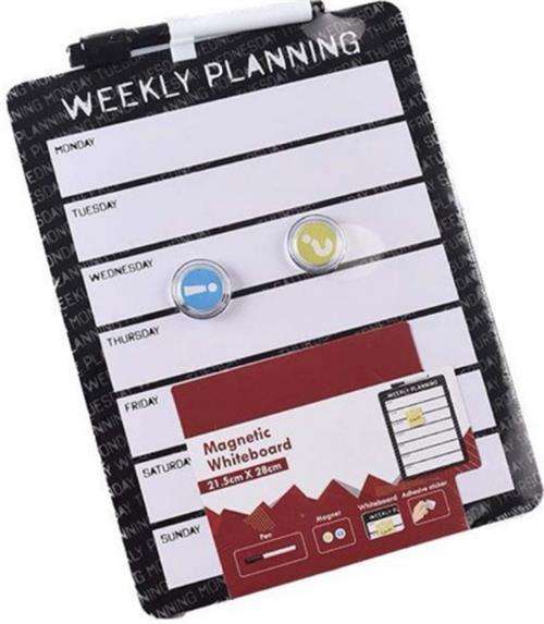 Brainware Magnetic Weekly Planner Includes Black Whiteboard Pen With Eraser At Other End Size:...