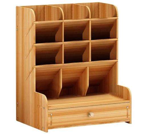 Brainware DIY Medium Wooden Desk Organizer - Multiple Small Compartments To Keep Desk Organized I...