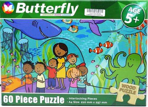 Butterfly 60 Piece A4 Wooden Puzzle At The Aquarium -Interlocking Pieces 210 x 297mm Each Puzzle ...