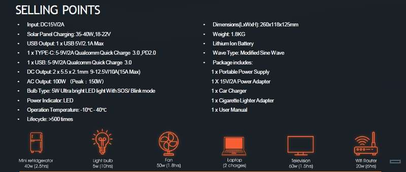 ULTRA-POWER100W Portable Power Station UP-T102