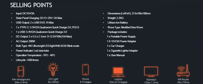 ULTRA-POWER 200W Portable Power Station UP-T202