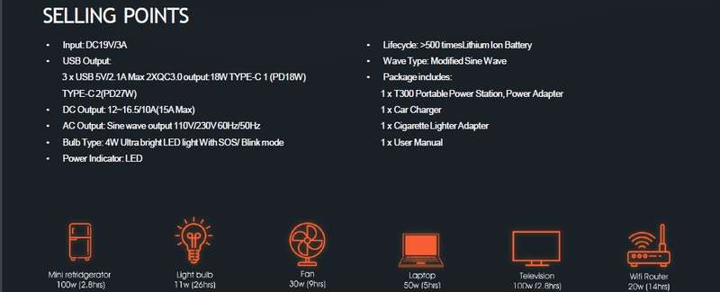 ULTRA-POWER 300W Portable Power Station UP-T300