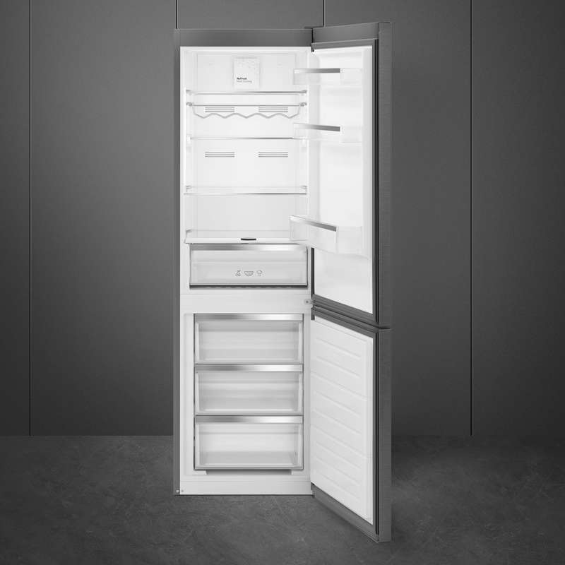 Smeg 60cm Dark Inox Bottom Mount Free Standing Refrigerator RC33KNZA