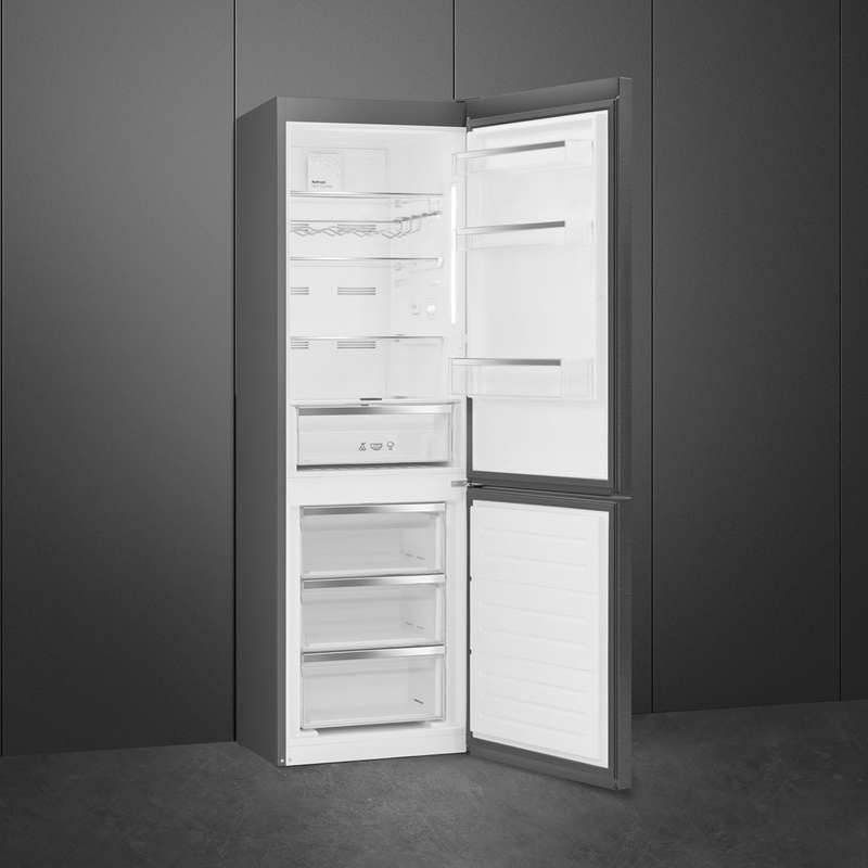 Smeg 60cm Dark Inox Bottom Mount Free Standing Refrigerator RC33KNZA