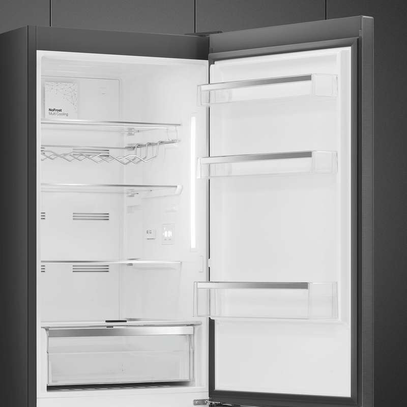 Smeg 60cm Dark Inox Bottom Mount Free Standing Refrigerator RC33KNZA