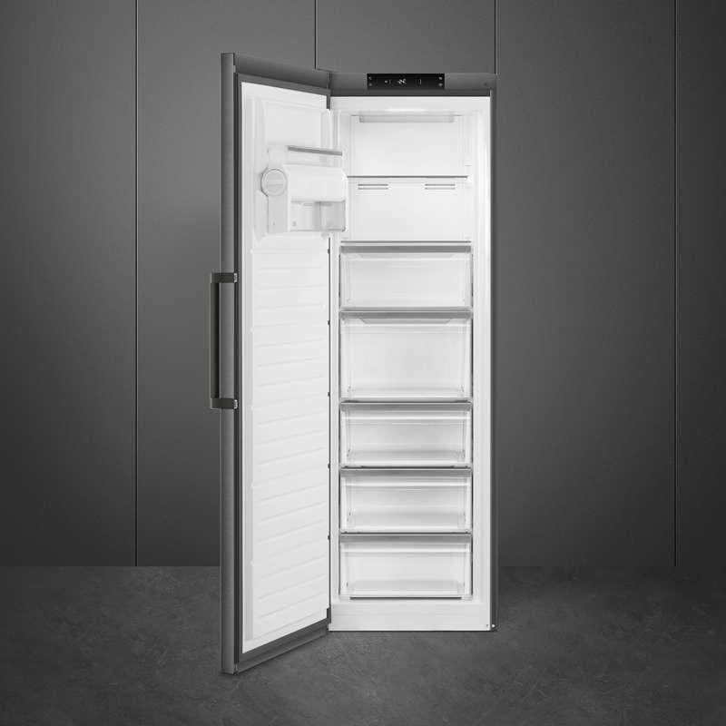 Smeg 60cm Dark Inox Single Door Free Standing Freezer RF28KNZA