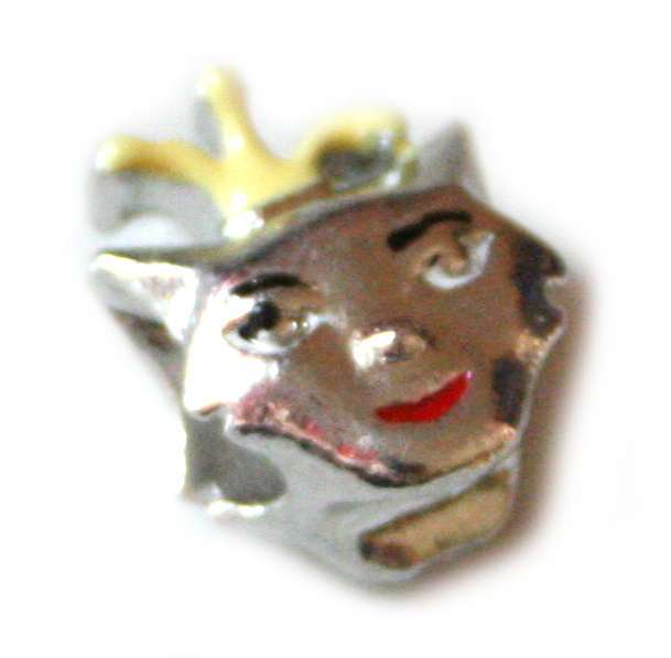 2x Cloisonne clown bead, silver colour, 11mm