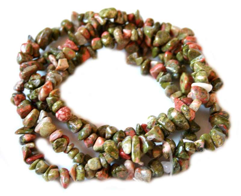 Unakite chip string, 80cm
