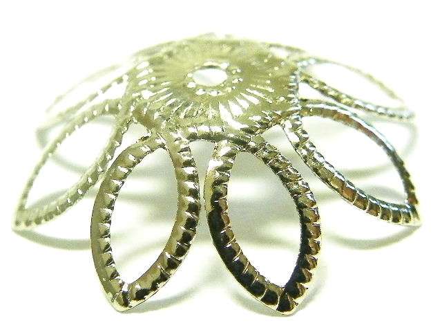 10 x Bead cap large 15 mm, silver colour