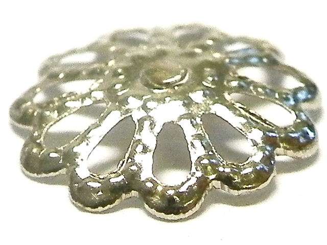 20 x Silver coloured bead cap. 9.7mm