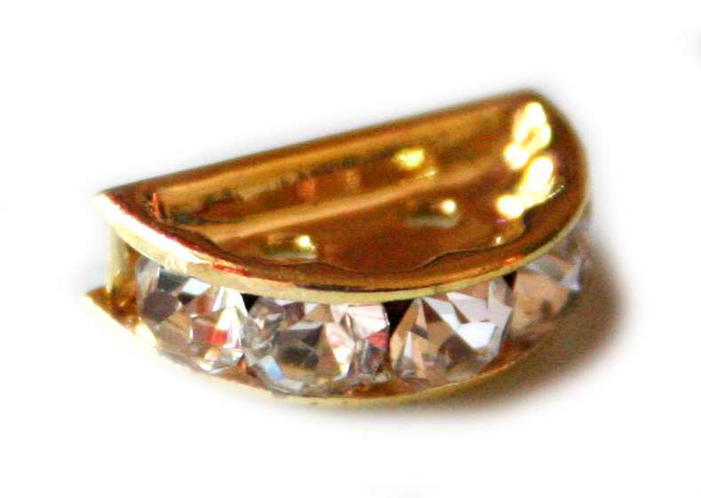 Slider (uxvd) half moon gold color 12mm with 2 holes. Perf