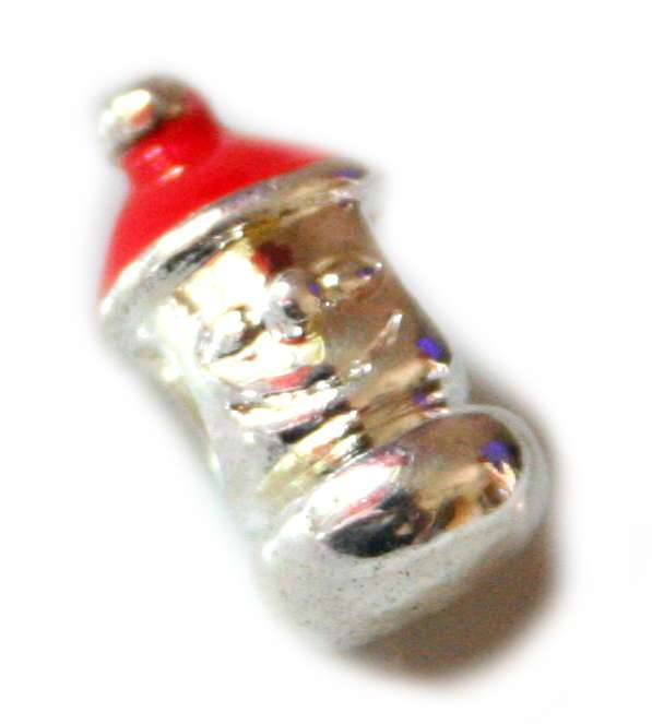 2x Red and silver cloisonne bead. Silver base colour. 8mm.