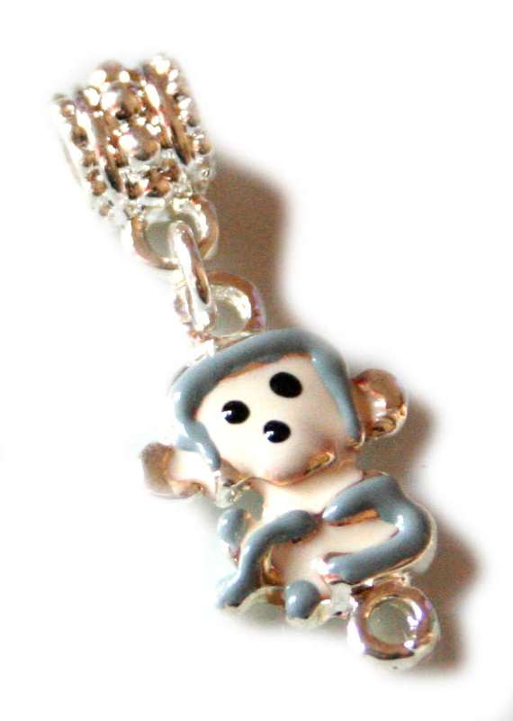 Cloisonne monkey pendant, fits Pandora bracelets