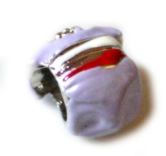 2x Shirt bead, purple, 10mm, fits Pandora bracelets