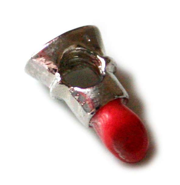2x Red lipstick cloisonne bead 10mm.