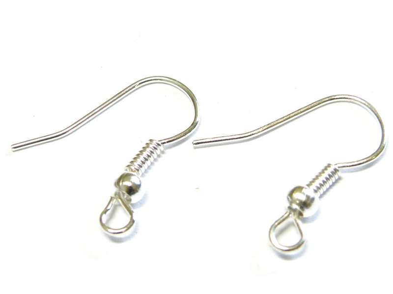 10 x Earwire Pairs Shepherd Hook, Bright silver. Size 18mm - Silver Hills 0.01kg
