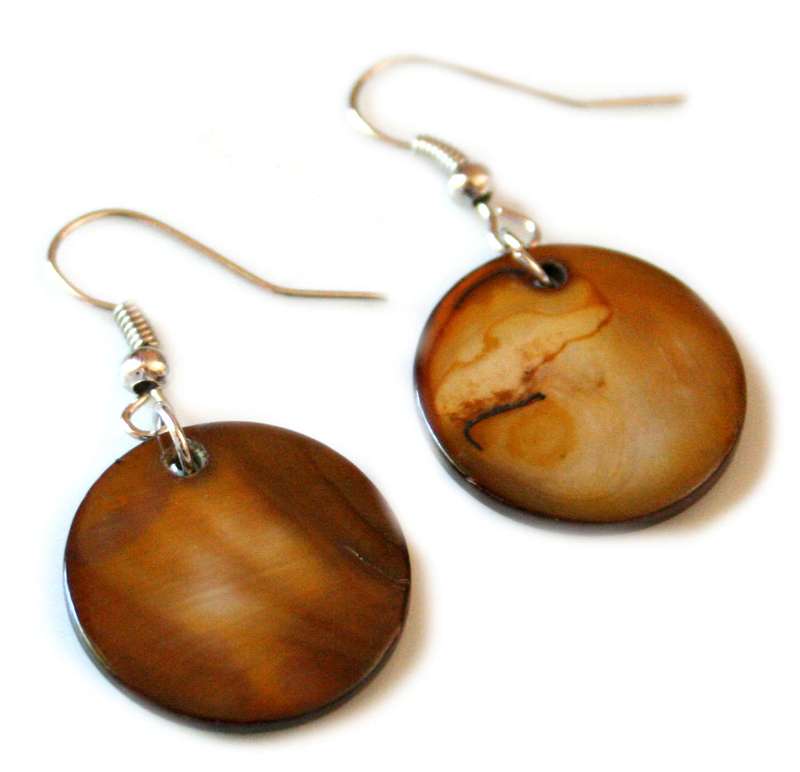 Bronze round earrings in shell