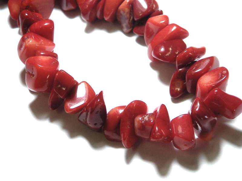 Red Coral Chip string, 80cm