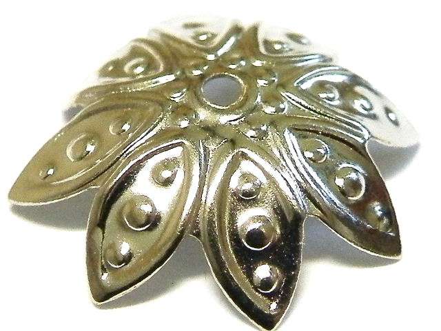 20 x Bead cap in silver color, flower, 15mm