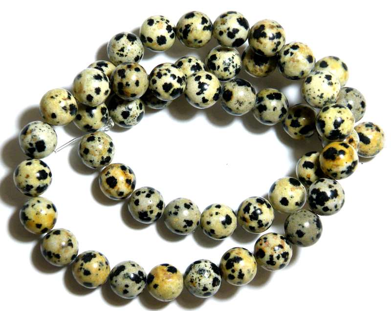 Dalmatian stone bead string, 8mm, round, 40cm