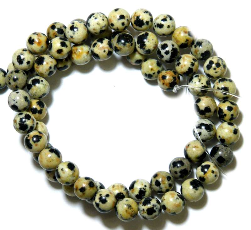 Dalmatian stone bead string, 6mm, round, 40cm