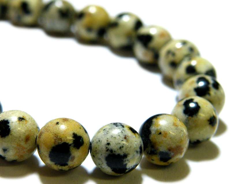 Dalmatian stone bead string, 6mm, round, 40cm