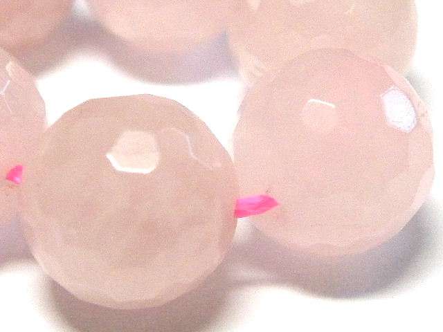 Rose Quartz bead string, faceted, 10mm, round, 40cm