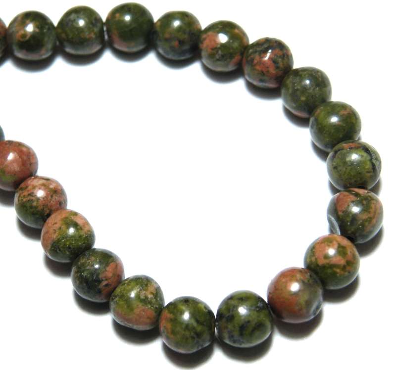 Unakite bead string, 4mm, round, 40cm