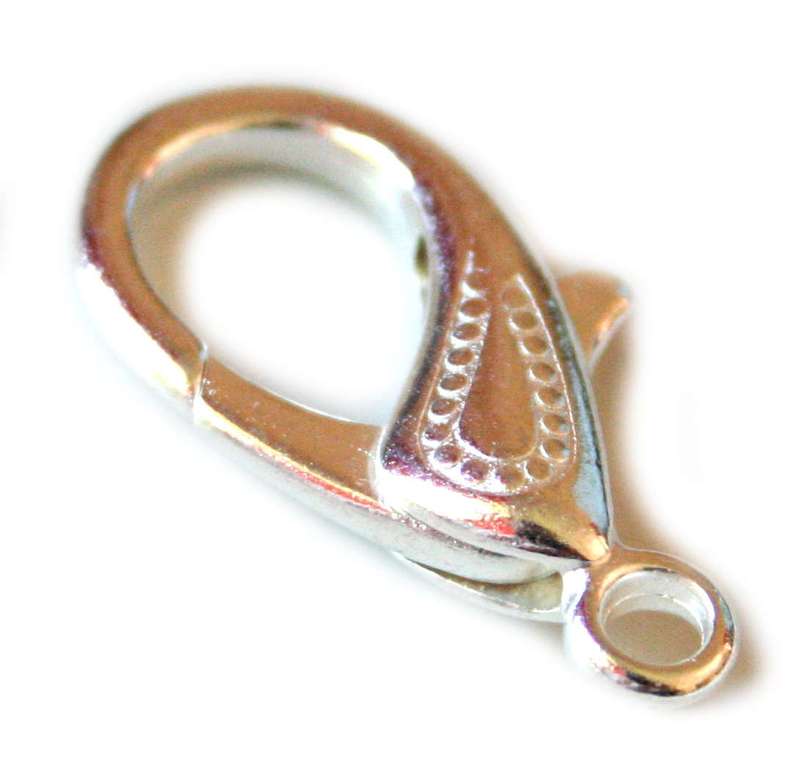2x Lobster clasp in bright metal silver, 30mm